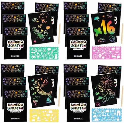 BONNYCO Cuadernos para Rascar Rainbow Scratch Art Niños, 16 Sets ...
