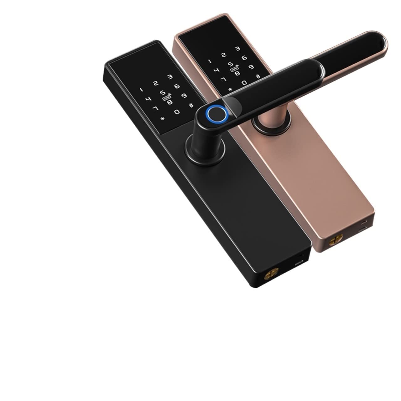 CVFRDD Smart Door Knob, Biometric Electronic Door Lock Digital Black Smart Tuya App Remote Unlocking Keyless Fingerprint Keyless Entry Door Handle(5085,ROSE GOLD)