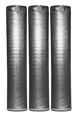 600SQFT AMERIQUE Flooring Silver Chrome Underlayment Padding with Tape & Vapor Barrier 3-in-1 Heavy Duty Foam 3MM Thick(600SF Total, Pack of 3 Rolls, 200SF/Roll)
