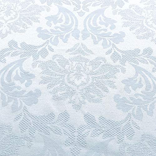 Cait Chapman Home Collection Solid Color Damask Jacquard Woven Tablecloth And Napkin (70" X 144" Rectangle, White) #TOP2