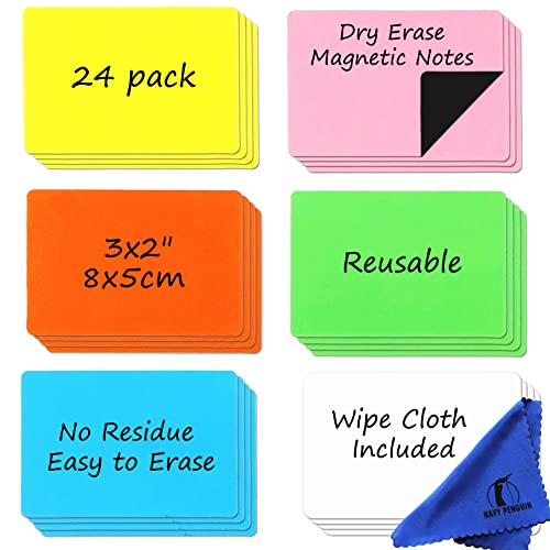 Aimants effaçables à sec lot de 24 bandes magnétiques pour tableau blanc 7,6x5,1 cm