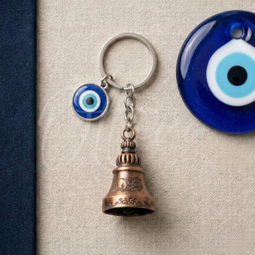 Image of OTTAVO Guardian Bell Keychain, Oxidized Copper, Tibetan Style, 5 cm Height, Good Luck Charm