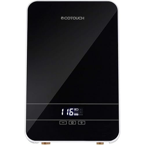 Electric Tankless Water Heater, ECOTOUCH 6.5KW 240V Smart Mini Water Heater Self-Modulating Instant Hot Water Heater ECO65 Black