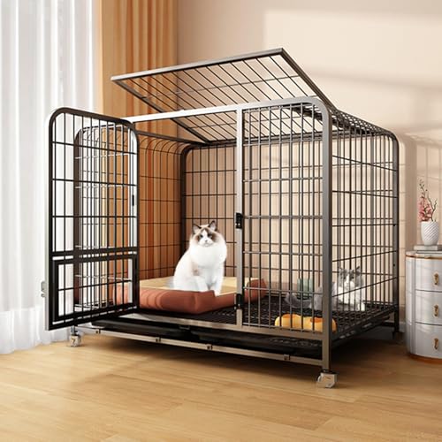 Cage d'extérieur pour chat 110x74x96 cm grand enclos métallique mobile noir