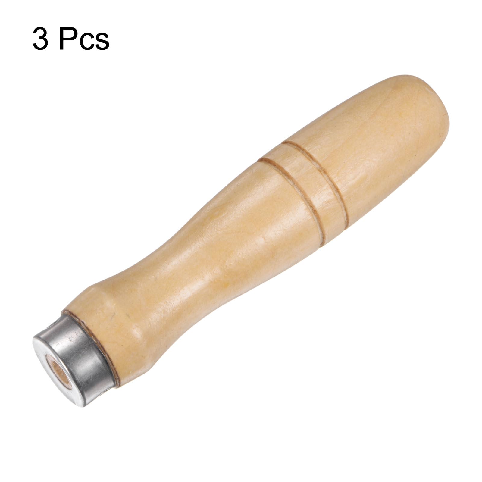 QUARKZMAN Manico per Lime Legno da 3pz, Manici Ergonomici Foro Rotondo da 4,72" e 6,8 Mm, Collare Metallo per Lime Metalliche da 10"