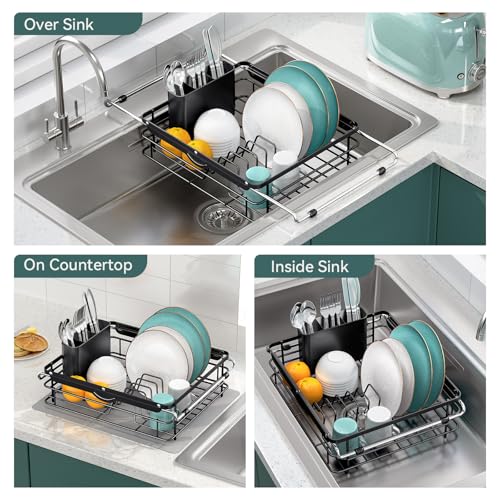 Expandable In-Sink Dish Drying Rack for Kitchen Counter and Over Sink Use