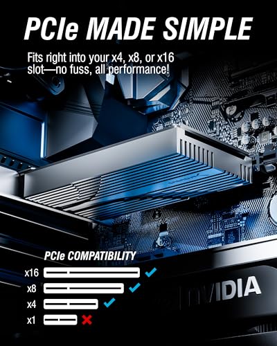 Image of SABRENT 10 Gigabit Ethernet PCIe Network Adapter - PCIe 3.0 x4 Card, Aluminum Heatsink, Backward Compatible with 5GbE /2.5GbE /Gigabit /Fast Ethernet, Fits x4 /x8 /x16 Slots, Status LEDs (NT-10PE)