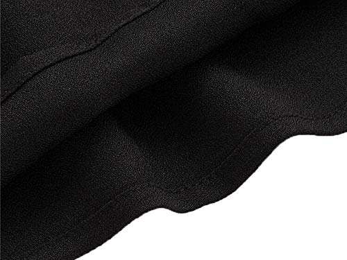 Floerns Women's Pearl Mesh Sheer Long Sleeve Blouse Shirts Tops Black L #TOP3