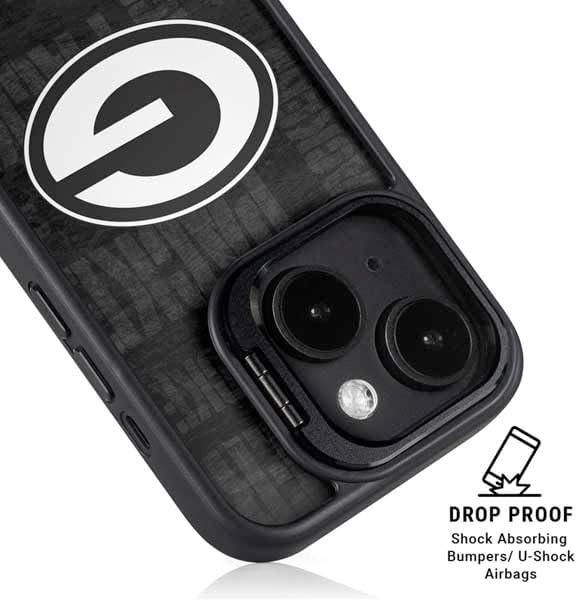 Skinit Kickstand Phone Case Compatible with iPhone 15 - Officially Licensed NFL Green Bay Packers Black & White Design