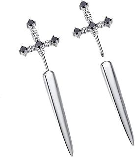 Sword Earrings Dagger Earrings for Women Goth Earrings Dagger Knife Earrings Dagger Sword Stud Earrings Black Cubic Zirconia Punk Dagger Earrings Jewelry for Girl