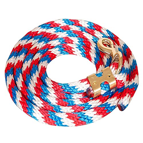 Mustang Poly Lead Rope 9ft. with Bolt Snap, Red/White/Blue, One Size