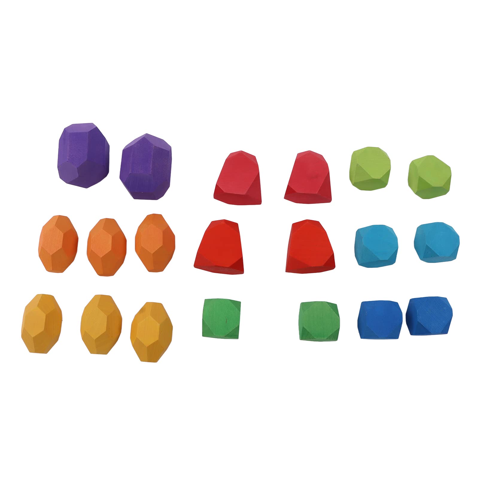 Bloques Apilables de Piedra de Colores de Madera para Niños, Diseño Educativo de 360°, Material para Niños, Rojo, Morado y Amarillo