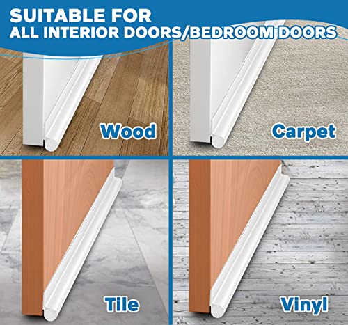 Image of MAXTID Easy to Install 32 Inch Door Draft Stopper - White Foam and Polyester Door Seal