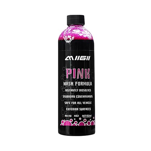MIIGII Pre-Wash Solution Car Wash Soap - Pink Foam Car Shampoo - Powerful Formula Penetrates and Breaks Down Tree Sap, Bird Droppings & Tough Stains - Works on RVs, Trucks, Cars & More - 150ml (5oz)