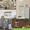 Holikme Mop Broom Holder Wall Mount Metal Pantry Organization and Storage Garden Kitchen Tool Organizer Wall Hanger for Home Goods (4 Positions with 4 Hooks, Silver) #5