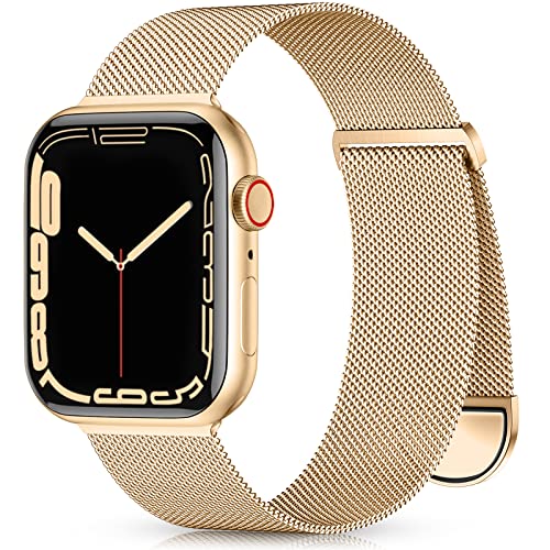 Zedoli Compatible with Apple Watch Bands 40mm 38mm 41mm 42mm for Women Men, Stainless Steel Mesh Loop Magnetic Clasp Strap Metal Replacement for iWatch SE Series 11 10 9 8 7 6 5 4 3 2 1, Rose Gold