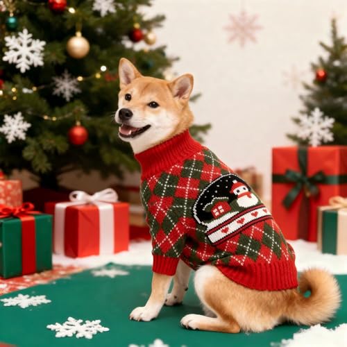 Pull Noel Chien Pull Chien Noel Pulls Noël Chiens Deguisement Chiot Noël Vetement Chiens Tricoté Pulls pour Chiot Chat L – vue 5