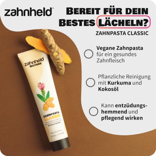 Zahnheld Nature Classic Zahnpasta ohne Fluorid, vegan, Kurkuma & Kokosöl – Ansicht 2