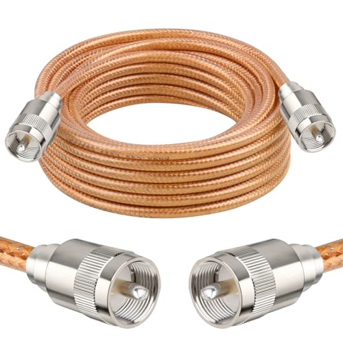 XRDS -RF 18FT RG8X Coaxial Cable with UHF Male PL259 Connectors, Solid Copper Core, Braided Shield, CB Cable for Ham Radio, HF Radio, and Communication Devices
