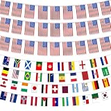 48 Countries World Cup Flag 2026 American String Flags for World Cup Decorations Bunting Banner Merchandise Grand Opening Sports Country Decorations for Olympic Soccer Party National Day