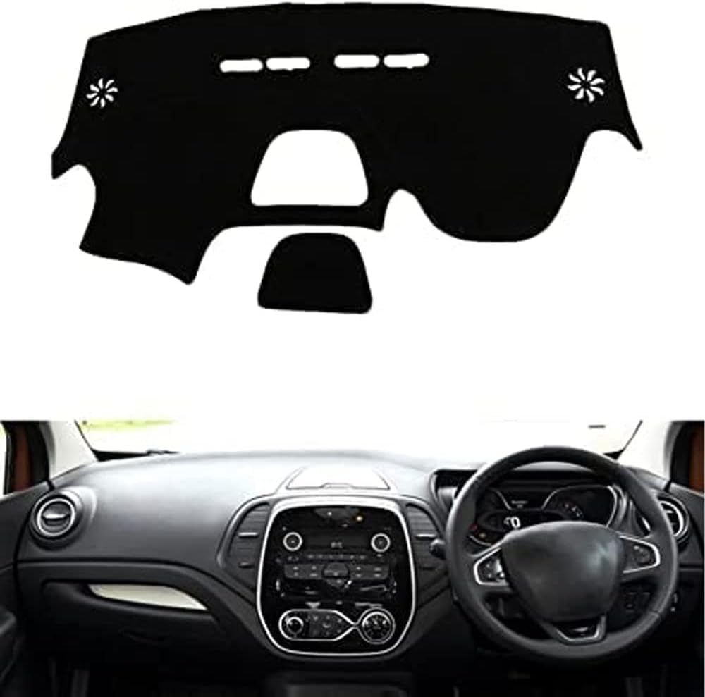 ZhangXD Car Dashboard Cover for Renault Captur 2014-2017, Non-Slip Dash Board Sun Shield Protector Anti-Glare Anti Dust Interior Accessories