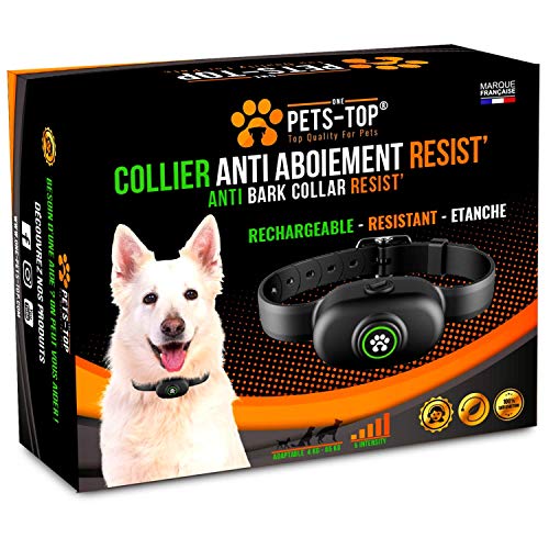 One PETS-TOP Collier Anti Aboiement Chien Grand Moyen Educatif Etanche Resist Rechargeable Réglable Vibration + Choc Notice Français