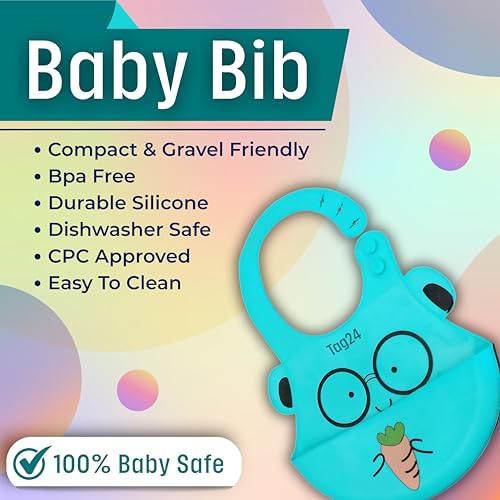 Image of Baby Bib for Feeding and Weaning Babies and Toddlers | Waterproof, Washable, Reusable | Adjustable Neckline with Buttons | Easy to Clean and Non-Messy Design