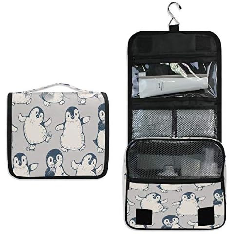 funnyy Cute Animal Penguins Hanging Toiletry Bag Travel Wash Bag Cosmetic Makeup Accessories Organizer Beauty Pouch for Women Girls Kids Waterproof Shower Bag Penguin Gift Cover