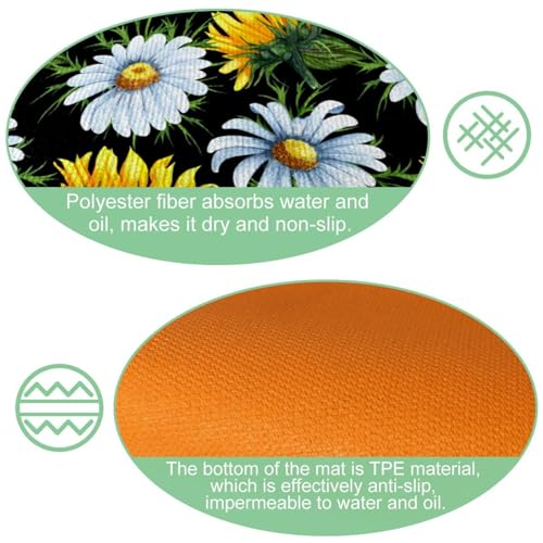 Tapetes de cocina lavables y absorbentes con base antideslizante de acuarela 6