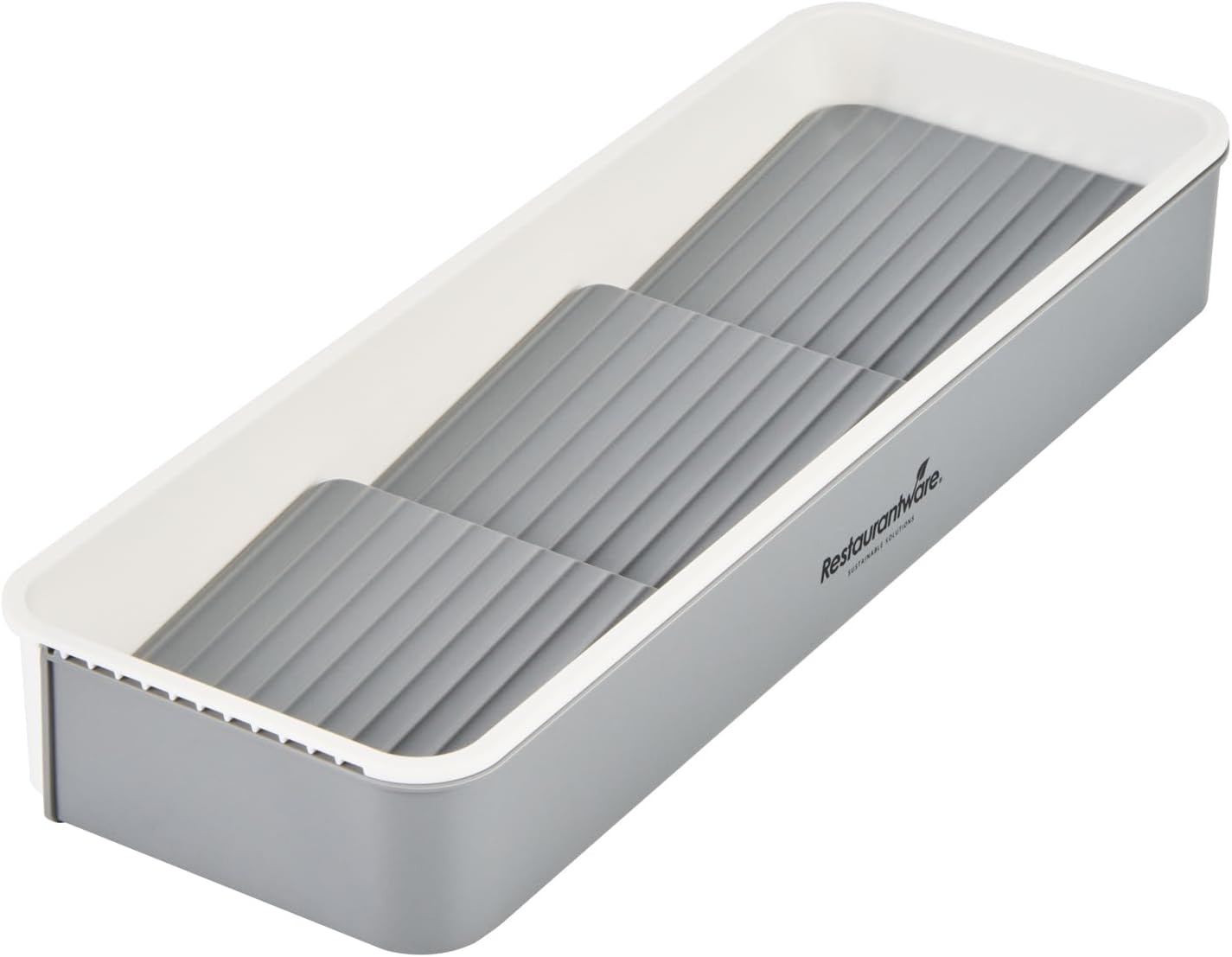 Restaurantware Expandable Spice Drawer Organizer - 12 Count 15.55 x 5.51 x 2.17 Inches Plastic Spice Jar Holder Tiered Organizer Non-Slip Tray Gray Kitchen Storage Solution