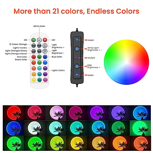 Tsrarey Sunset Lamp Projector With Remote Control, Multiple Colors Led App Control Sunset Light Three Control Methods Night Light For Room Decor/Christmas Gifts/Photography/Party/Bedroom Decor #TOP4