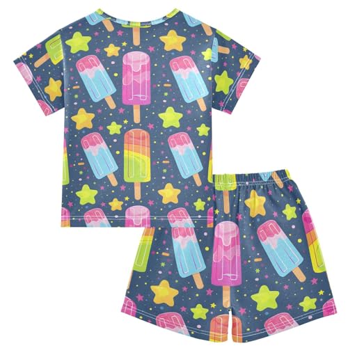 ALAZA Star Dot Ice Cream Pajamas Short Sleeve 2 Piece Sleepwear Top and Bottom Pajama Set Unisex2