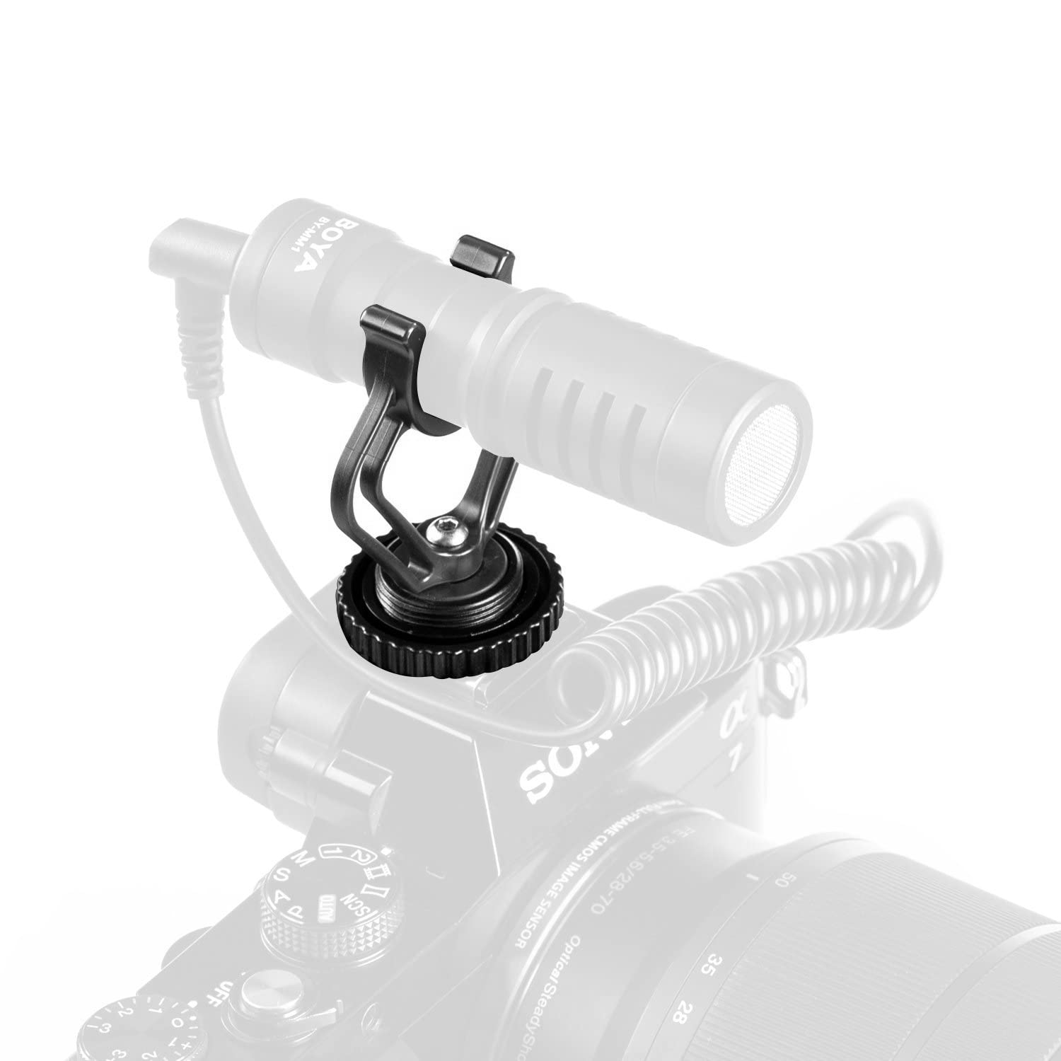 SHOPEE Triple Mount Brackets ABS Plastic with Shoe Mount Adapter in Black & Black for BY-MM1 Mini Cardioid Shotgun Microphone and other Brand Similar Shotgun Microphones