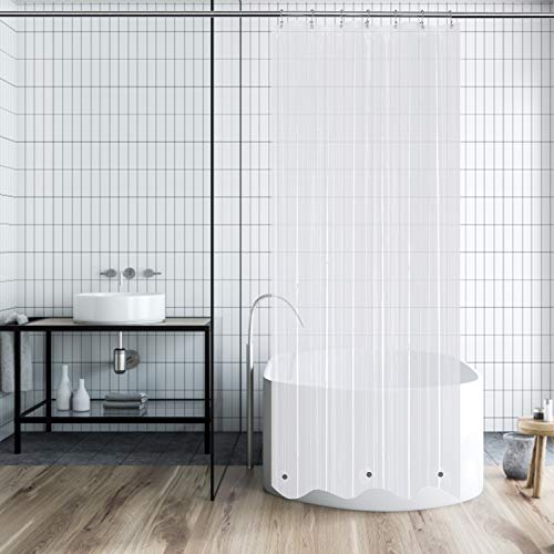 Image of Mrs Awesome 36x84 Small Stall Shower Curtain Liner with 3 Magnets Clear PEVA 8G Thick & Heavy Duty, Waterproof, Narrow Stall Size 36 x 84 inches, Clear