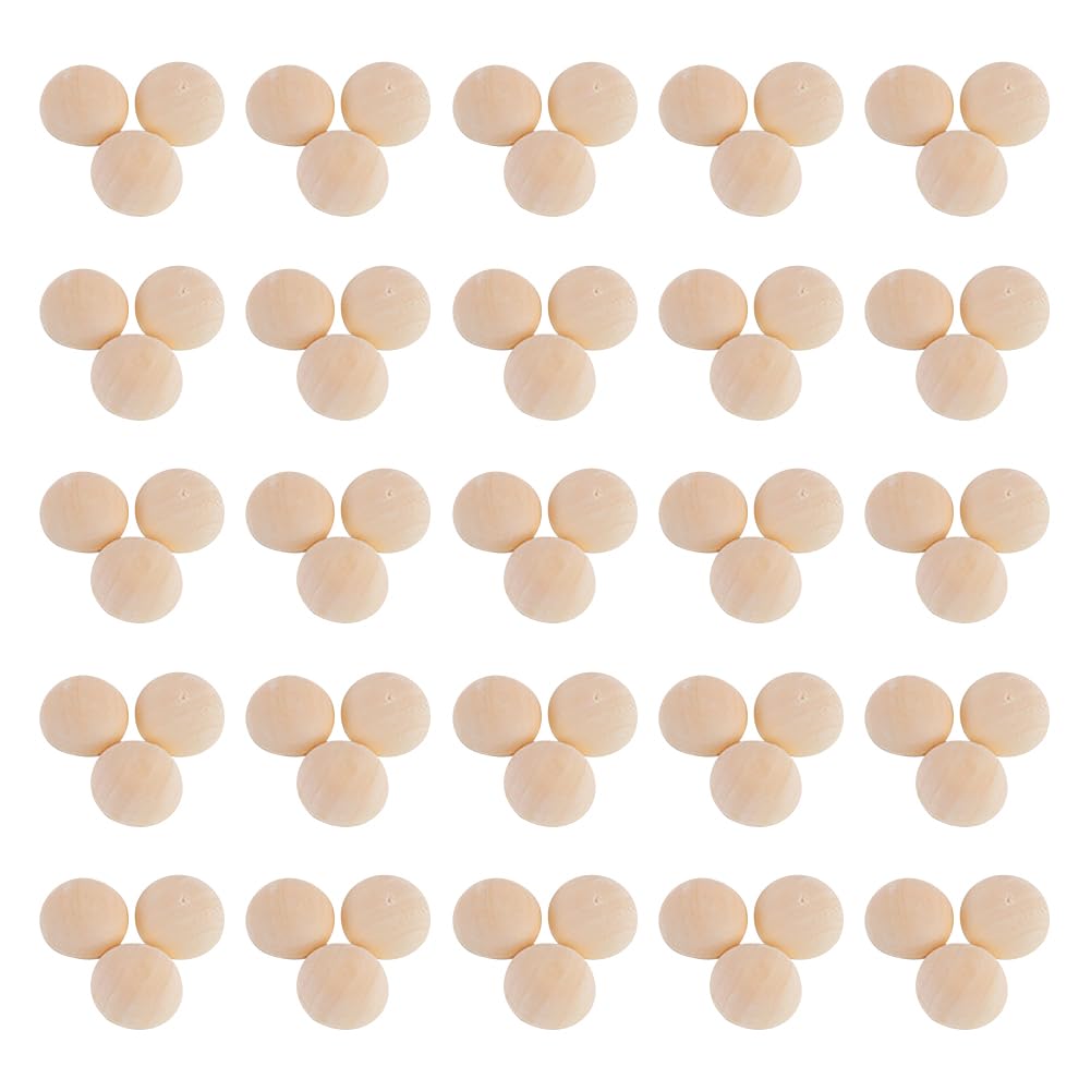 500 Pcs Half Round Natural Wooden Beads Unfinished Split Wood Balls Small Half Sphere Wood Beads Flatback Hemisphere Wood Beads for DIY Crafts 10mm