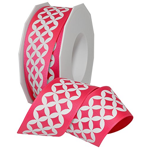 Morex Ribbon 7702.38/25-176 Polyester Diamond Lattice, 1-1/2" x 25 yd, Virtual Pink