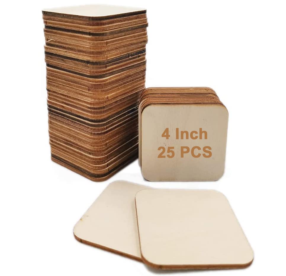 SWAGSTATION Wood Blank Cutouts |MDF Board for Art and Craft |Decoupage Art| Mandala Art| Resin Art |Fluid Art|Lippan Art Square Costers Blank 4 Inch 100 Pcs