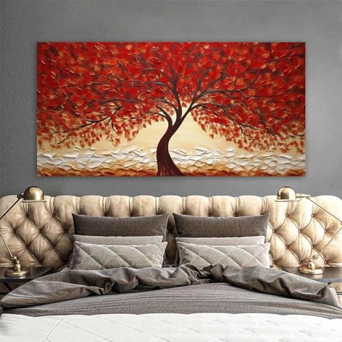 Images art mural salon KEBIA tableau arbre rouge abstrait contemporain