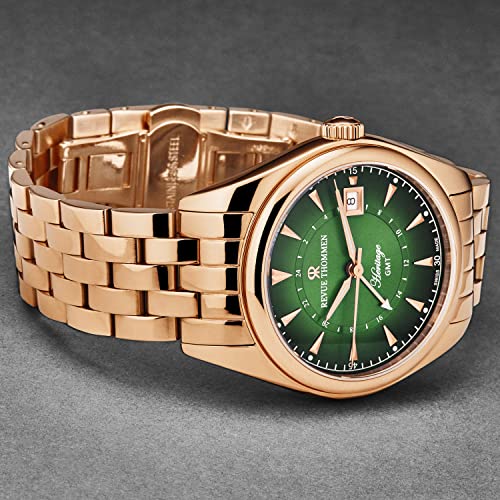 Men's 'Heritage' GMT Green Dial Stainless Steel Bracelet Swiss Automatic Watch 21010.23642