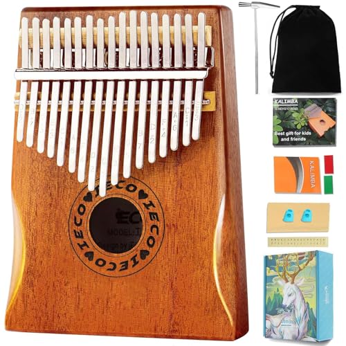 17 Schlüssel Kalimba Instrument Tragbares Daumenklavier für Kinder Erwachsene Mahagoni Marimba mit Songbook