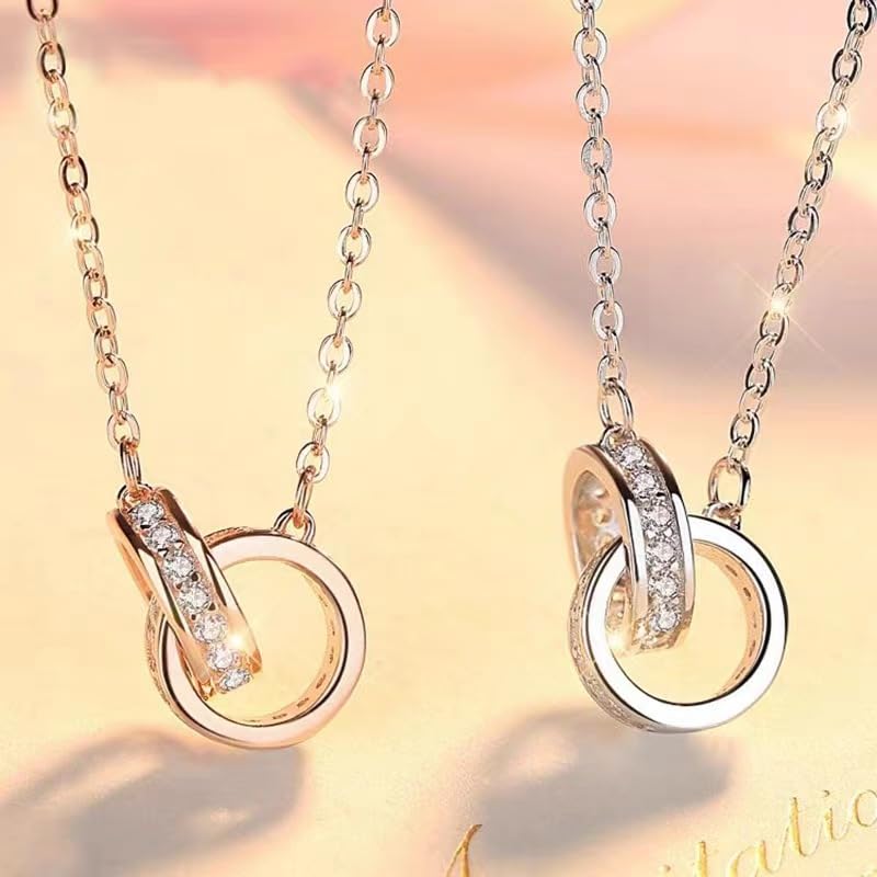 Collier double anneau argent anti-allergie pendentif léger