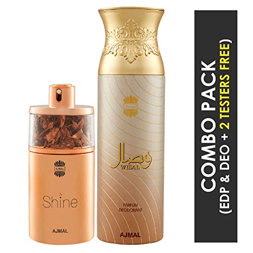 Ajmal Shine EDP Floral Powdery Perfume 75ml for Women and Wisal Deodorant Floral Musky Fragrance 200ml for Women - Image 2