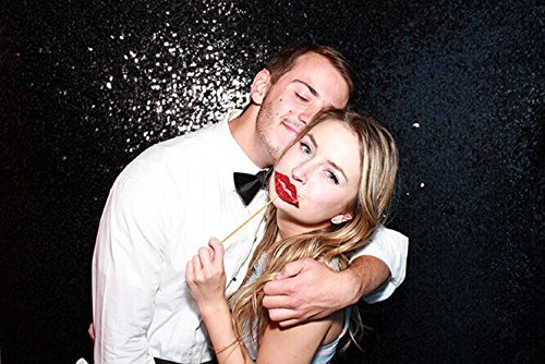 Trlyc 10Ft by 10Ft Black Photo Booth Backdrop Sequin Party Photo Booth Backdrop Sparkly Wedding Curtain