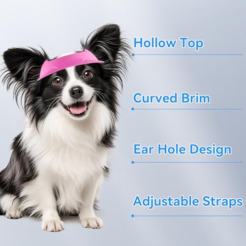 NAMSAN Dog Sun Visor Hat with Ear Holes, Adjustable Dog Baseball Cap for Small Dogs, Summer Beach Visor Hats for Dogs Like Westie Corgi French Bulldog, Pink — view 3