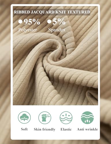 Men's Casual Pants Lightweight Stretch Loose Fit Ribbed Jacquard Knit Textured Drawstring Pants with Pockets4