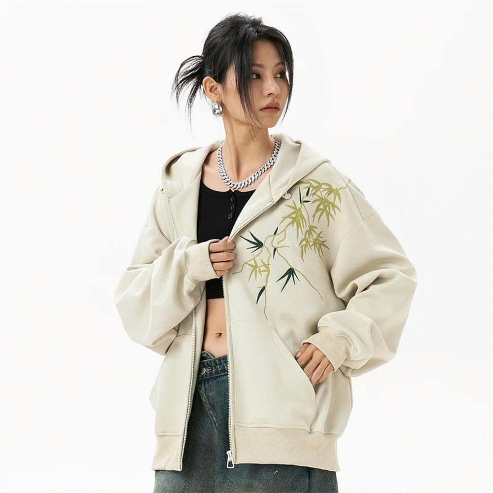 NYSDM Casual Felpe con cappuccio Donna Grigio Hip Hop Felpa Con Cappuccio Zip Oversize Autunno Donna con Cappuccio