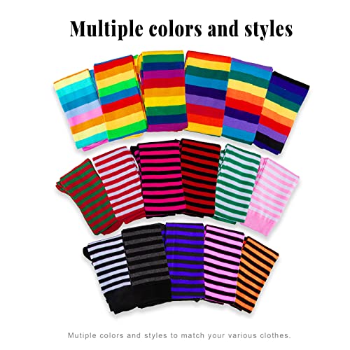 Image of Over Knee Rainbow Thigh High Socks Cosplay Accessories for Women Fashion Wild Long Striped Leg warmers