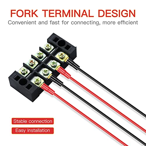 5 Pairs Copper Gold Plated 8 Gauge Strip Spade Terminal Spade Fork Adapters Connectors Plugs Crimp Barrier Spades For Speaker Wire Cable Terminal Plug - 8Ga (Red And Black) #TOP5