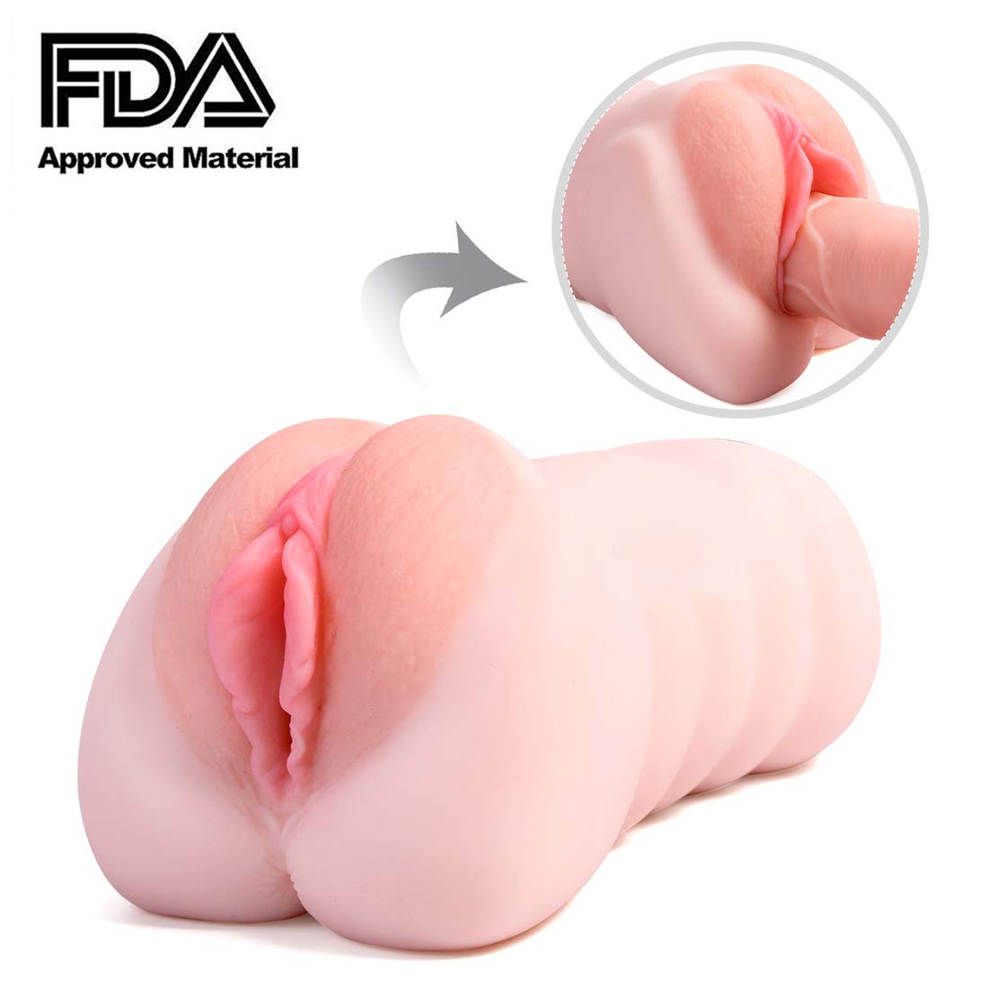 Kongxing Aircraft Cup Real Skin Feeling Silicone Big Ass Butt with R-éalistic Vagina Pussy Anal Best Male Masturbators Fake Sex Products Toys for Men Tshirt,Flesh