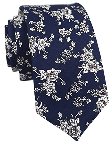 Image of Elfeves Men's Skinny Solid Color Tie Causal Cotton Linen Narrow Slim cut Necktie